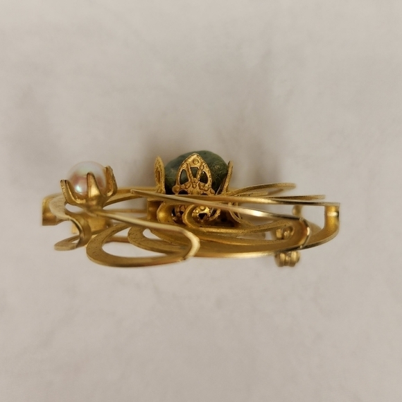 60s Jade Swirl Brooch - Picture 3 of 7